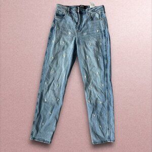 HOLLISTER Daisy Embroidered Straight Leg Jeans Sz 27